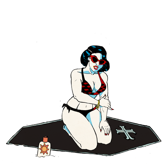 Blood Beach Vampire Pinup Sticker